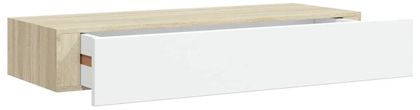 Nástěnná zásuvková police dubová a bílá 60 x 23,5 x 10 cm MDF 330263