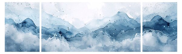 Obraz - Mraky a vlny, akvarel (170x50 cm)