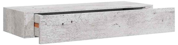 Nástěnné police se zásuvkou 2 ks betonově šedé 60x23,5x10cm MDF 330266