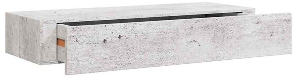 Nástěnná police se zásuvkou betonově šedá 60 x 23,5 x 10 cm MDF 330265