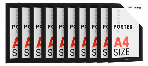 Plakátový rám A4 OWZ – černý, zacvakávací - sada 10 kusů, KPL10_FRAME_A4BK