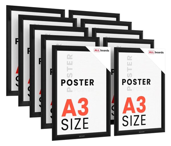 Plakátový rám A3 OWZ – černý, zacvakávací - sada 10 kusů, KPL10_FRAME_A3BK