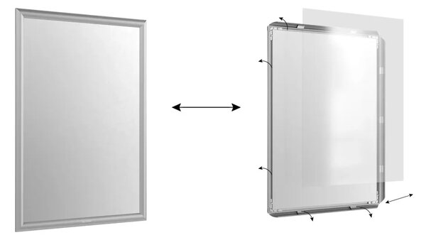 Plakátový rám A2 – zavírací stříbrný Klip rám, FRAME_A2S
