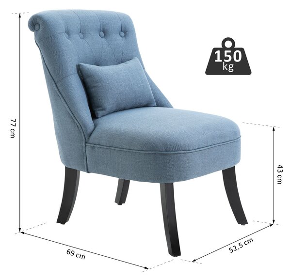 HOMCOM Křeslo Pro Obývací Pokoj Relaxační Křeslo Lounge Křeslo S Polštářem Na Záda, Dřevěné Nohy, Čtecí Křeslo S Vzhledem Lnu, Čalouněné Křeslo Do Lož