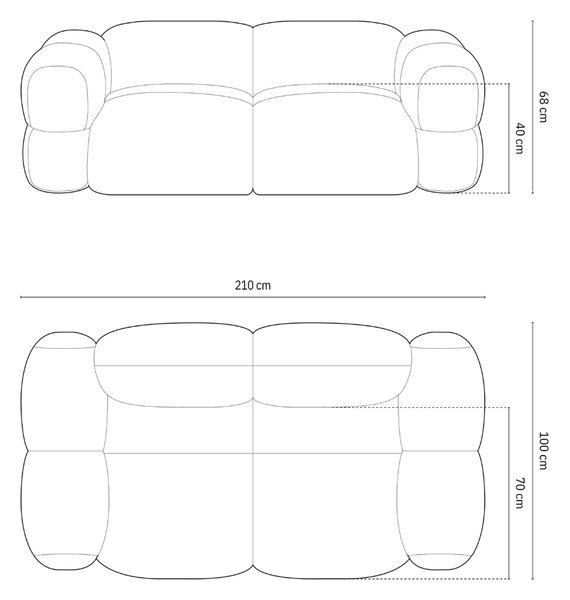 -25 % Dny MOMENTI– Cosmopolitan Design Hnědá sametová trojmístná pohovka Loretto 210 cm