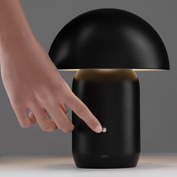 Nova Luce Černá kovová nabíjecí stolní LED lampa Pois