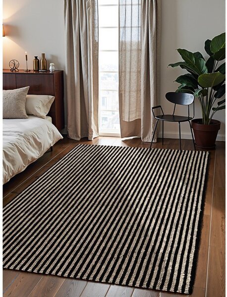 Černý ručně tkaný jutový koberec 160x230 cm Harvest Ebony – Elle Decoration