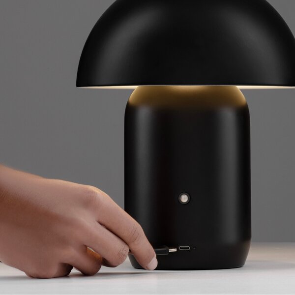 Nova Luce Černá kovová nabíjecí stolní LED lampa Pois