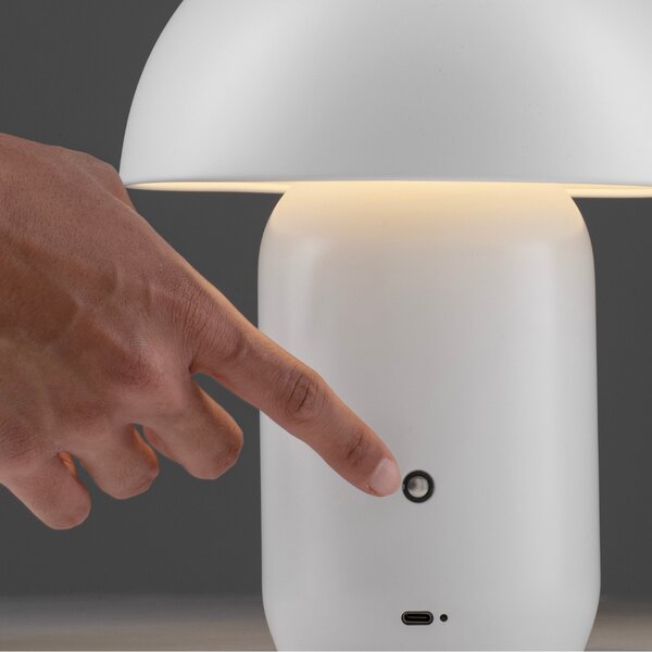 Nova Luce Bílá kovová nabíjecí stolní LED lampa Pois