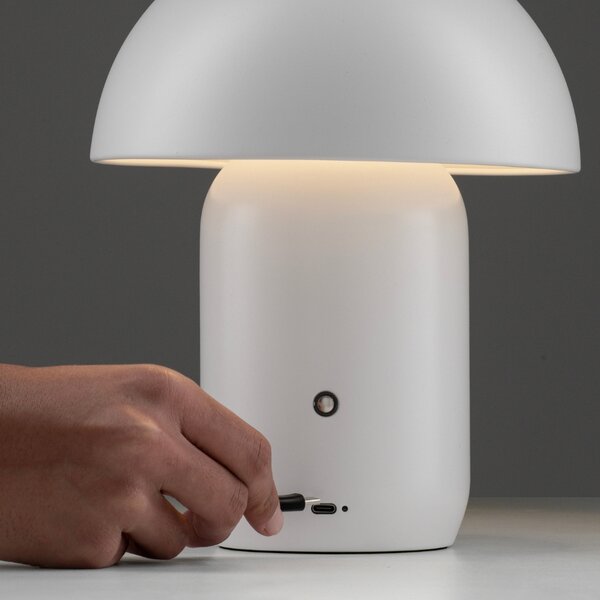 Nova Luce Bílá kovová nabíjecí stolní LED lampa Pois