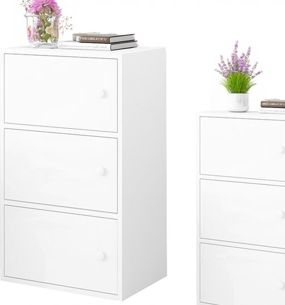 Komoda Muvu bílá MDF 3 zásuvky 40x30x78 cm skandinávská
