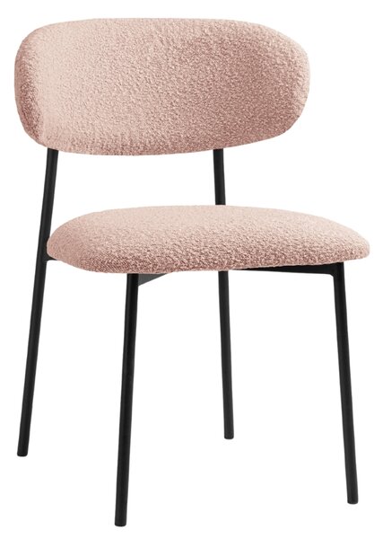 Micadoni Světle růžová bouclé jídelní židle Nina