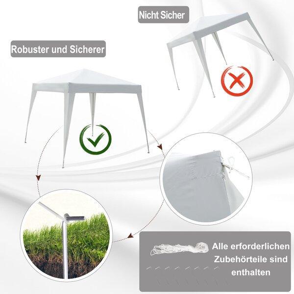 Skládací pavilon Outsunny 2.4x2.4m s UV ochranou, párty stan včetně nosného vaku do zahrady a na balkon, bílý | Aosom