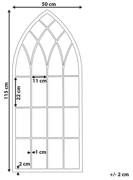 Zrcadlo CASSEL 50 cm 115 cm Kov Světle šedá