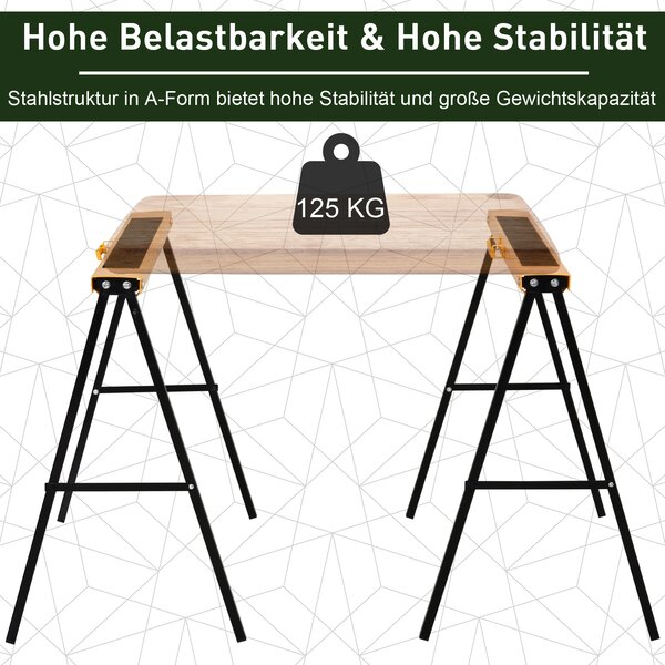 HOMCOM Pracovní stůl, Pilař, Podpěrný stojan, Skládací, Proti skluzu, Ocel, Oranžová, Černá, 99,5 x 50 x 78 cm, Nosnost 125 kg | Aosom