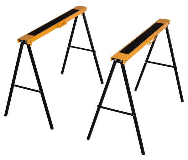 HOMCOM Pracovní stůl, Pilař, Podpěrný stojan, Skládací, Proti skluzu, Ocel, Oranžová, Černá, 99,5 x 50 x 78 cm, Nosnost 125 kg | Aosom