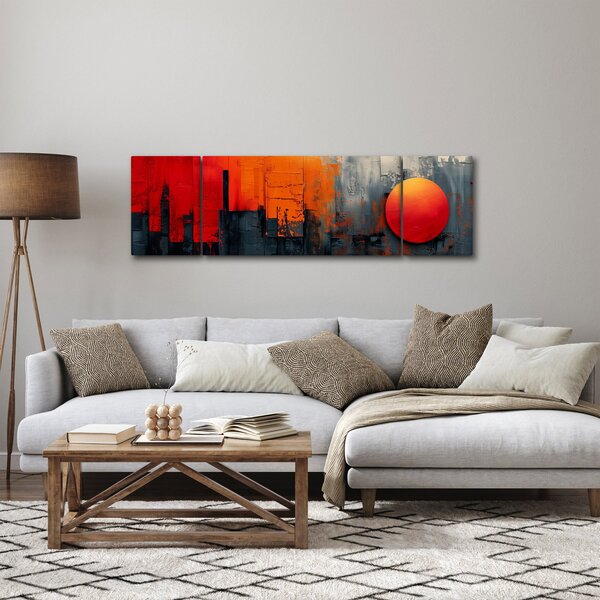 Obraz - Abstraktní malba města (170x50 cm)