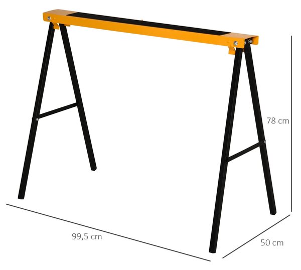 HOMCOM Pracovní stůl, Pilař, Podpěrný stojan, Skládací, Proti skluzu, Ocel, Oranžová, Černá, 99,5 x 50 x 78 cm, Nosnost 125 kg | Aosom