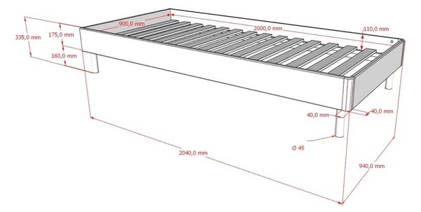 Bílá jednolůžková postel z bukového dřeva bez čela s roštem 90x200 cm Forrest – Vipack