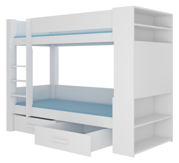 Patrová postel s úložným prostorem 80x180 cm FAFRIX - bílá