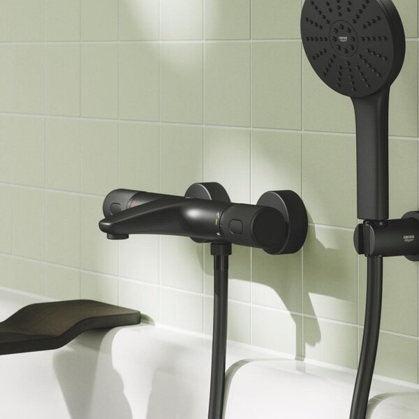 Grohe Precision Feel vanová baterie na stěnu s termostatem černá 347882430