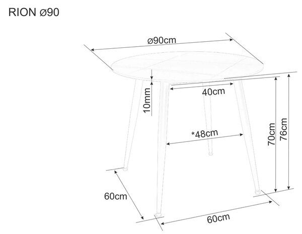 Signal Kulatý jídelní stůl Rion 90 cm bílý/černý