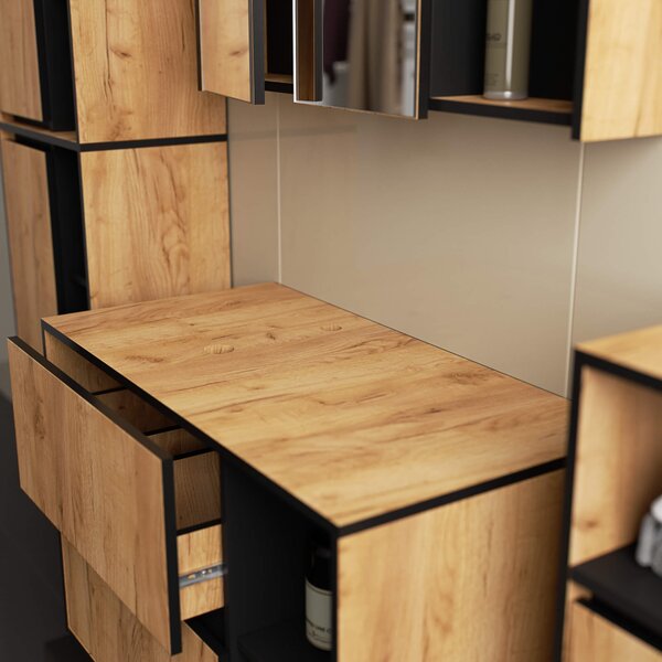 Ak furniture Závěsná skříňka pod umyvadlo VAMI s otvory 90 cm dub craft/černá