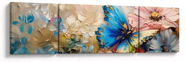 Obraz - Malba květů a motýlů (170x50 cm)