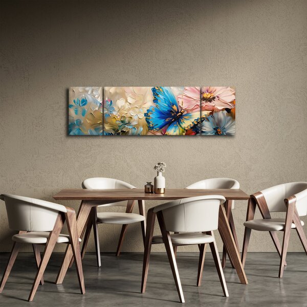 Obraz - Malba květů a motýlů (170x50 cm)