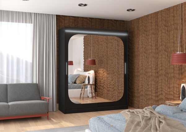 Zrcadlová skříň 180 cm s LED osvětlením DALRA - černá