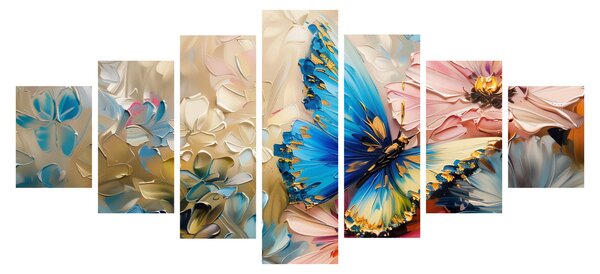 Obraz - Malba květů a motýlů (210x100 cm)