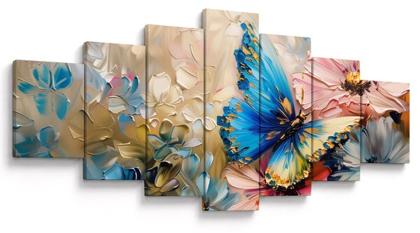 Obraz - Malba květů a motýlů (210x100 cm)