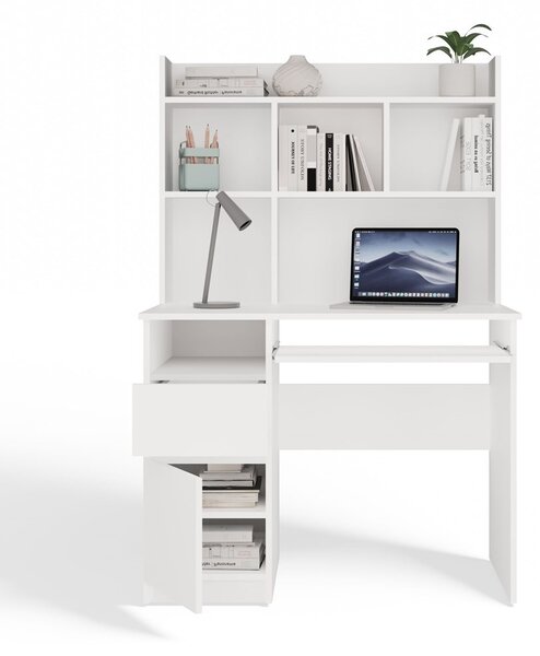 TP Living Psací stůl s nástavbou PORTO levý matně bílý