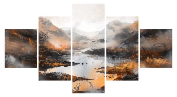 Obraz - Malba horské krajiny (125x70 cm)