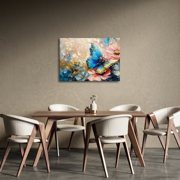 Obraz - Malba květů a motýlů (70x50 cm)