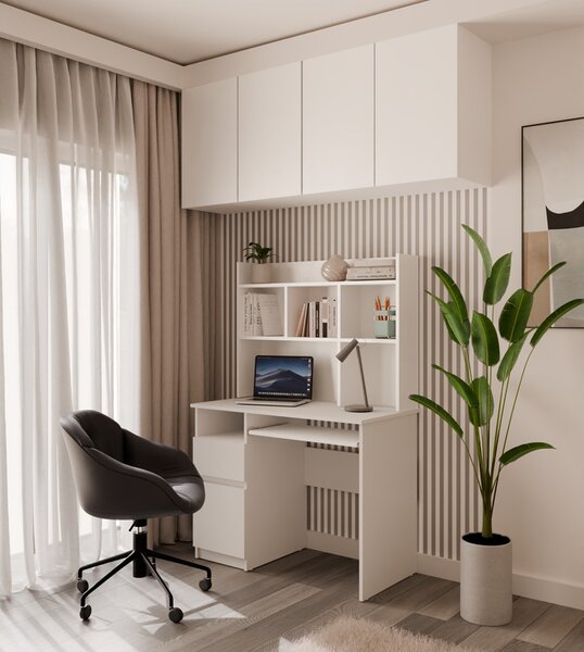 TP Living Psací stůl s nástavbou PORTO levý matně bílý