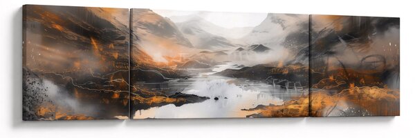 Obraz - Malba horské krajiny (170x50 cm)