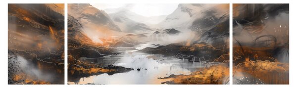 Obraz - Malba horské krajiny (170x50 cm)
