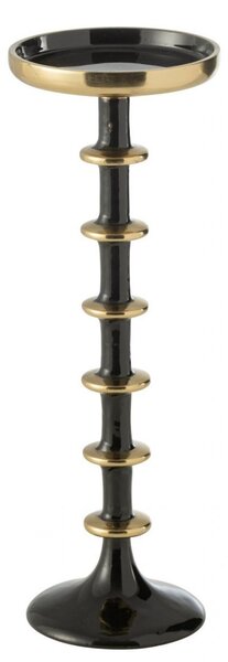 Velký kovový svícen na válcovou svíčku černozlatý – 11*11*30 cm - J-Line by Jolipa