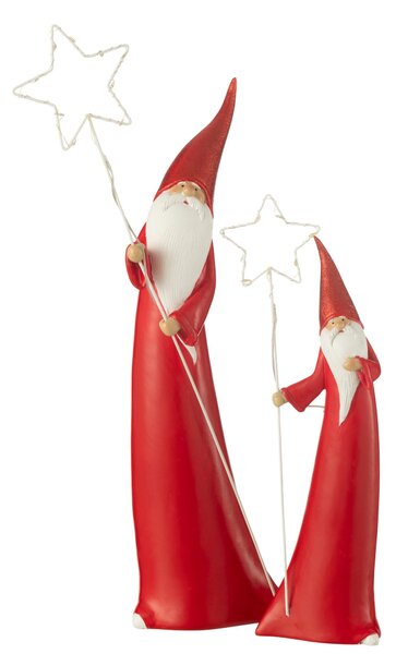 Sada 2 kusů Santa s vánoční LED hvězdou – 14*9*51/ 10*6*37 cm - J-Line by Jolipa