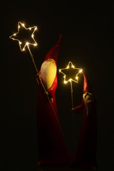 Sada 2 kusů Santa s vánoční LED hvězdou – 14*9*51/ 10*6*37 cm - J-Line by Jolipa