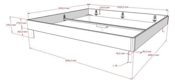 Dvoulůžková postel z dubového dřeva bez čela bez roštu 180x200 cm v přírodní barvě Forrest – Vipack