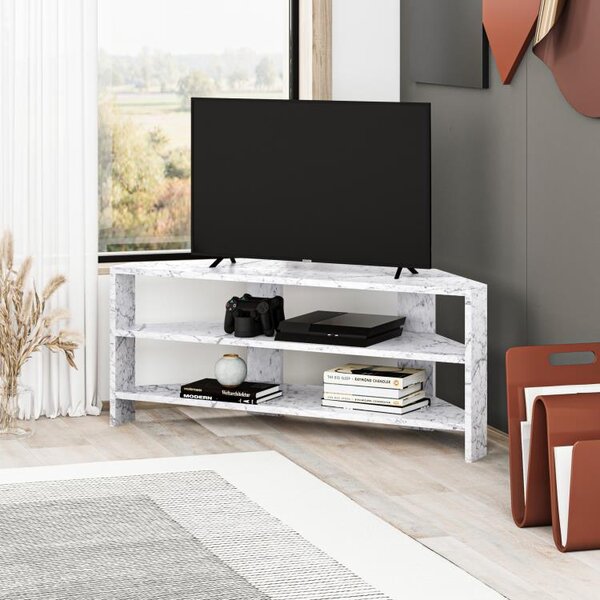 Rohový TV stolek Houseland Thales mramor Carrara