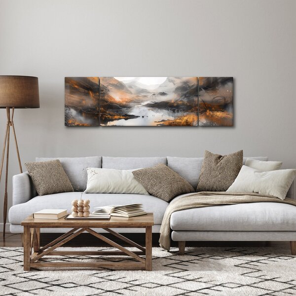 Obraz - Malba horské krajiny (170x50 cm)