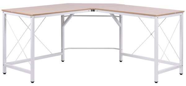 HOMCOM Počítačový stůl, kancelářský stůl, pracovní stůl do tvaru L, psací stůl, rohový stůl, MDF, přírodní, 150 x 150 x 76 cm | Aosom