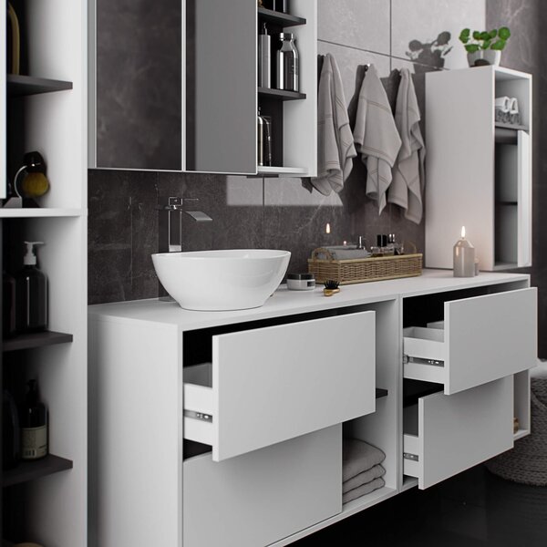 Ak furniture Závěsná skříňka pod umyvadlo VAMI s otvory 90 cm bílá/šedý grafit