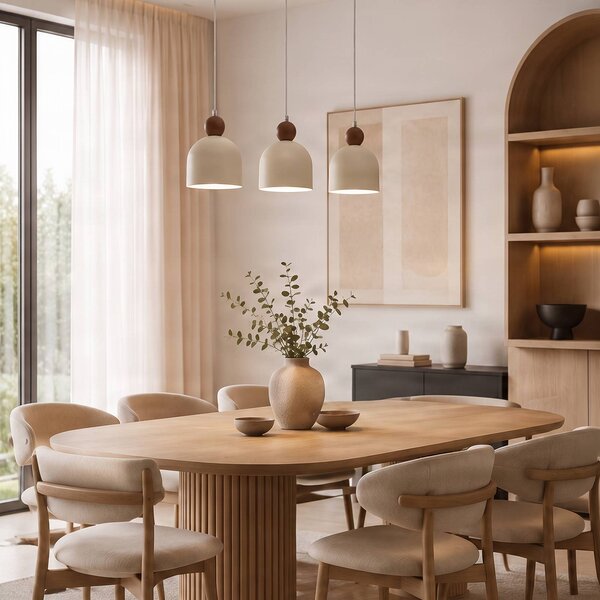 Milagro Lighting Závěsné světlo Timon, taupe/béžová, délka 60 cm, kov, 3ramenné, stmívatelný, Hnědá / rez, Obývací pokoj / jídelna, kov, Moderní