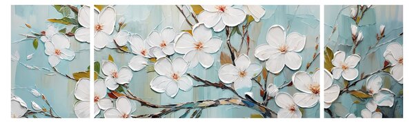 Obraz - Malba, květoucí větve stromu (170x50 cm)