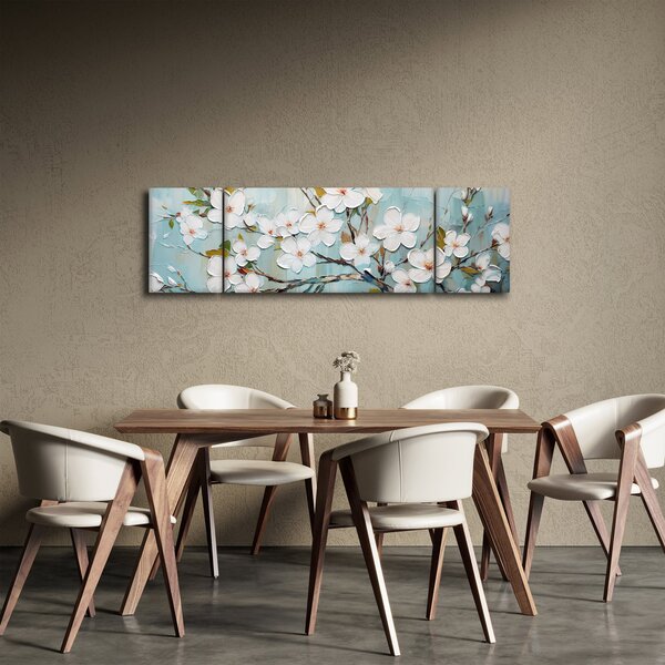 Obraz - Malba, květoucí větve stromu (170x50 cm)