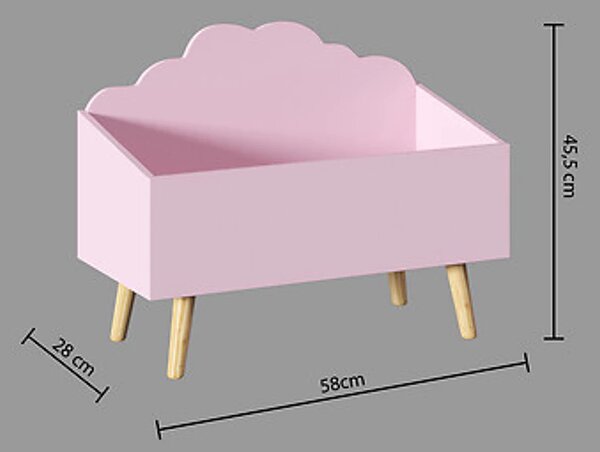 Růžový box na hračky CLOUD